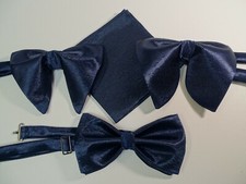Handmade Mens Satin Bow Tie Handkerchief Navy blue Wedding Prom Gift 4 Him