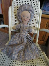 ANTIQUE 16" PAINTED FACE CLOTH RAG DOLL COTTON STUFFED PRIMATIVE ORIGINAL CLOTHS