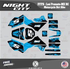 Graphics Kit for  Losi PRO MOTO MX (ALL YEARS) Night City Series - Cyan