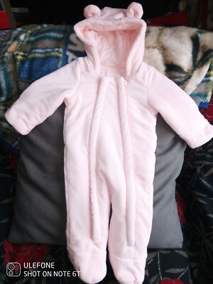 Baby girls pink Snowsuit By matalan Size 3/6 Mths UK