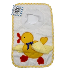 Mullin Square Kids Wash Cloth Yellow Duck Baby Bib Removable Yellow VTG 80s New