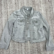 Gap Kids 1969 Gray Denim Jacket Button Front Casual Classic Youth XS