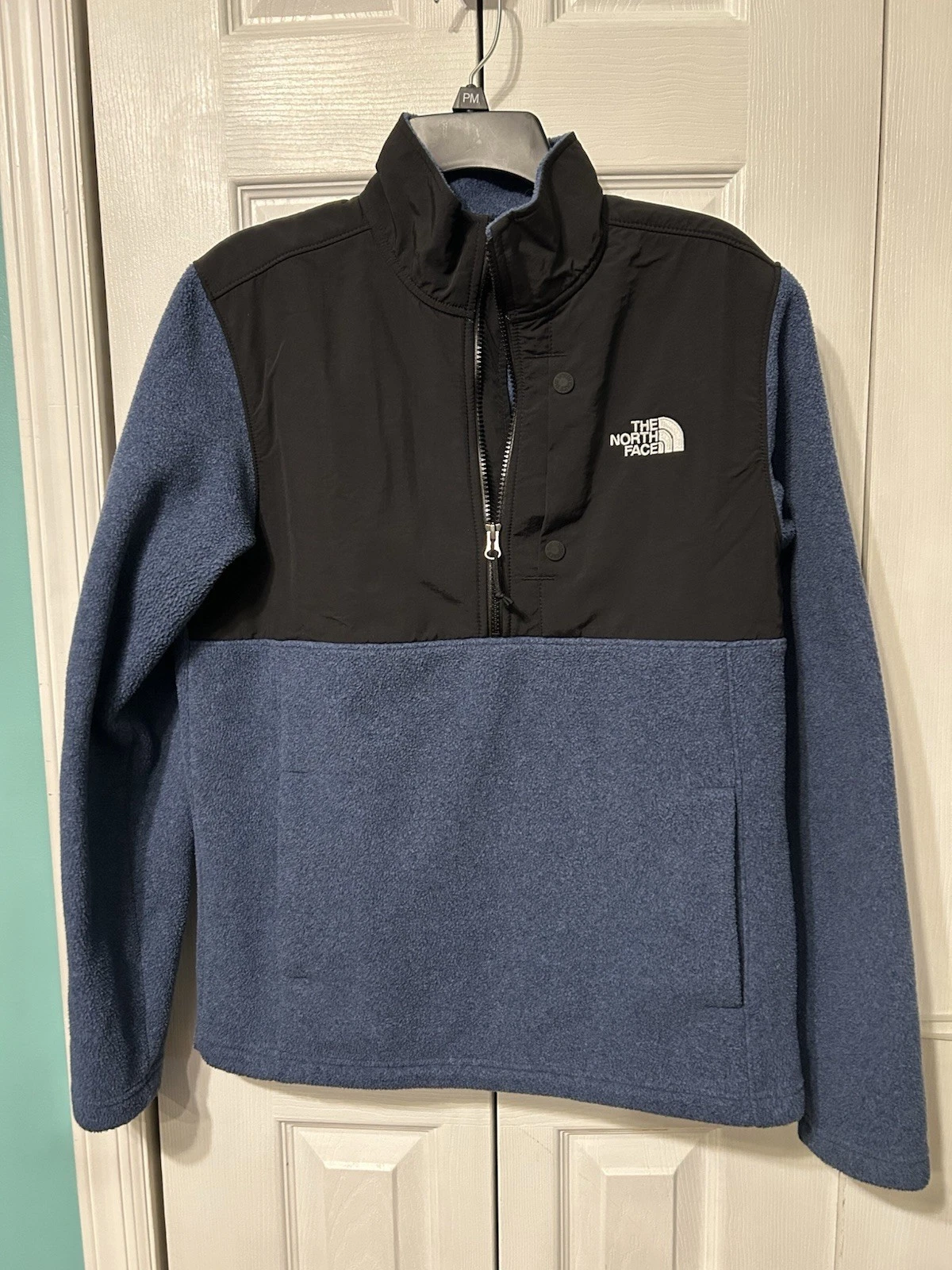 The North Face Denali 1/4 Zip Fleece Pullover Men's Small Blue Black Pockets