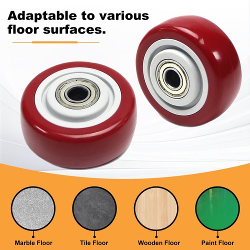 4Pcs 4 Inch Push Cart Wheels, 4" x 1.26" PU Caster Wheels Bearings Repair Kit... - Afbeelding 6 van 7
