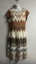 Dress Barn Multicolored Crocheted Flare Dress Chevron Style Summer Size 14 Lined