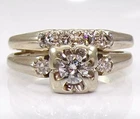 Vintage Style Lab Created Diamond Bridal Wedding Ring Set 14k Yellow Gold Finish