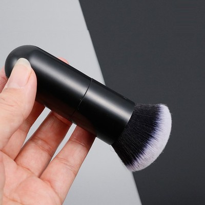 Black Round Handle Powder Brush Fluffy Soft Blush Brush Cosmetics Women Gift