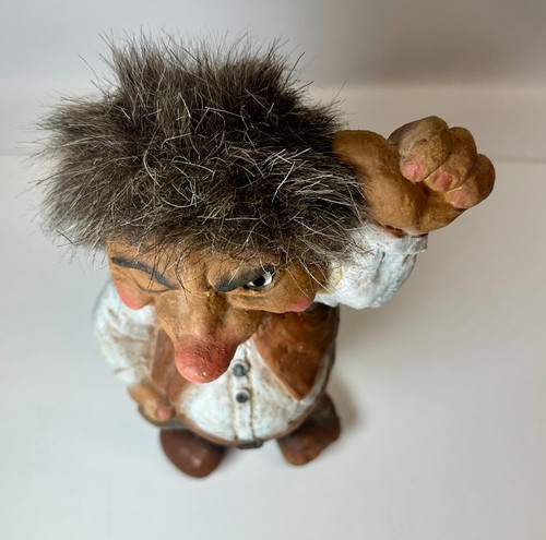 Gnomo troll vintage Nyform norvegese norvegese pollice in su 9 pollici intagliato a mano - Foto 6 di 6