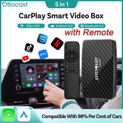 OTTOCAST Play2Video Aibox Wireless CarPlay Multimedia Adapter 5APP Netflix+YT+TK
