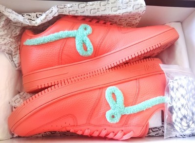 John Geiger GF-01  SIZE 11  Peach w/  Teal Chenille  Sneakers  SHOES w/ box