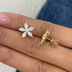 1.8ct Marquise & Round Studs Earrings Yellow Gold 14K Labcreated Diamond F/VS — photo 9