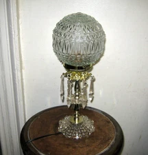 Vintage Boudoir Hollywood Regency Style Bedroom Table Lamp Clear Pattern Glass