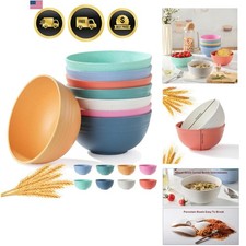 Unbreakable Wheat Straw Cereal Bowls Set of 8 Microwave Dishwasher Safe