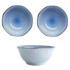 Crockery Bowl Set 3 Ceramic Cereal soup Dessert Bowls Tableware Serving Dishes