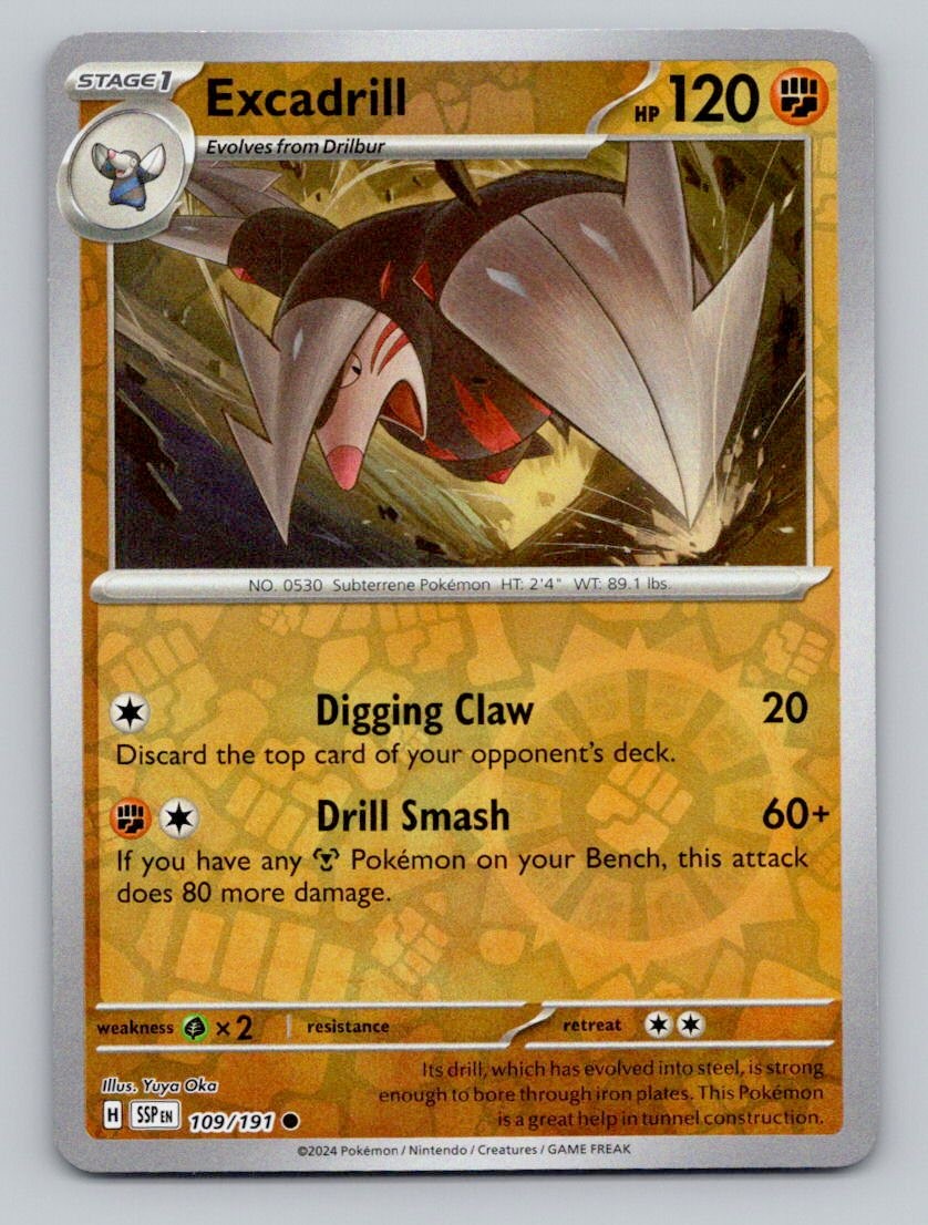 Reverse Holo Excadrill 109/191 Common Surging Sparks Pokemon