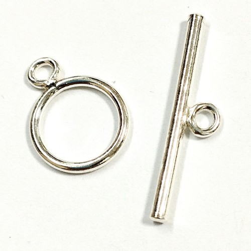 925 Sterling Silver 12mm Round TOGGLE Clasp. Real Solid Silver. BalliSilver - Picture 3 of 4