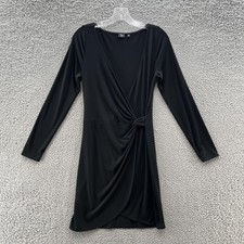 Aritzia TEN Dress Medium Black Faux Wrap Stretch Jersey Bodycon Party Mini