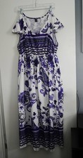 Shein Purple and White Floral Maxi Dress with Cut Out Sides Size 1XL