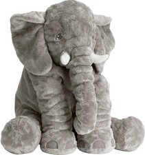 Oversized 24" Giant Gray Elephant Stuffed Animal Pillow Toy - Perfect Gift for K