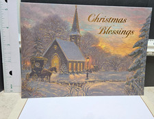 CHRISTMAS BLESSINGS Christmas Card  Envelope 7.5" x 5.5" Church Scene
