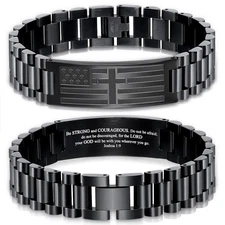GLEZZA Joshua 1 9 Bracelets for Men American Flag One Size, Black Cross 