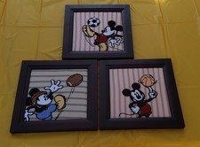 Disney Framed pictures Set Mickey Mouse Baby Room Decor SPORTS FABRIC BABIESRUS