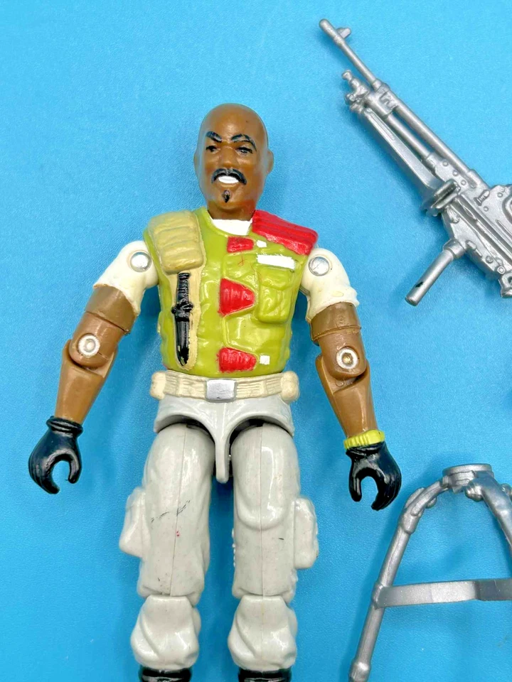 1986 HASBRO GI JOE ROADBLOCK v2 MACHINE GUNNER FIGURE 100% COMPLETE NM+/MT- - Image 2 of 4