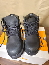 Timberland Premium 6 in Waterproof Boot Kids US 8 M Black Nubuck Lace-Up