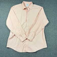 Brooks Brothers Regent Dress Shirt Mens 17.5 36 Peach Micro Check Supima Cotton
