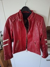 Lederjacke GrM 38/40, Rot, Steifen an den Ärmeln, 80er Jahre, Shabby Chic, Gipsy