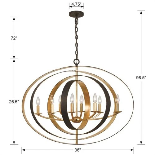 Crystorama Luna 36" Wide Bronze and Gold Oval Chandelier - Picture 6 of 6