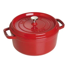 Staub 4 Qt Round Dutch Oven Cherry Enameled Cast Iron Oven & Stove Safe - NEW