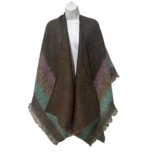 Womens Wool Blend Scarf Shawl Wrap Made in Italy Brown Green Big Luxury Elegant