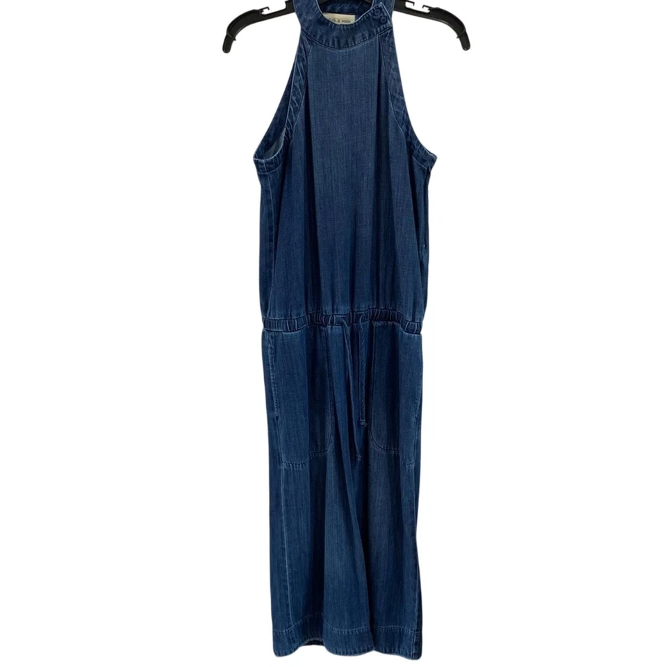 Anthropologie Cloth & Stone Denim Halter Jumpsuit Size XS Chambray Romper - Image 2 of 4