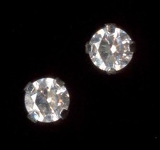 14K Solid White Gold 3mm Round Clear Crystal CZ Solitaire Stud Earrings FW