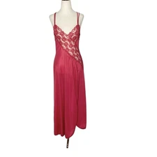 VINTAGE VAL MODE Maxi Nightgown Dress Medium Lace Trim Nightie Sexy Coquette