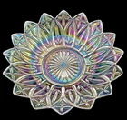 Vintage 1960s Federal Glass Petal Pattern Iridescent Clear 10” Round Bowl