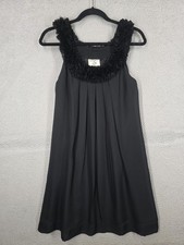 Y2K Black Sleeveless Party Dress Size 6 Ice Ruffled Neckline Pleated Chiffon