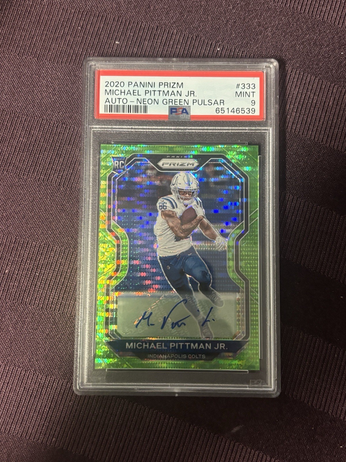 2020 Michael Pittman Neon Green Pulsar Prizm Rookie Auto PSA 9
