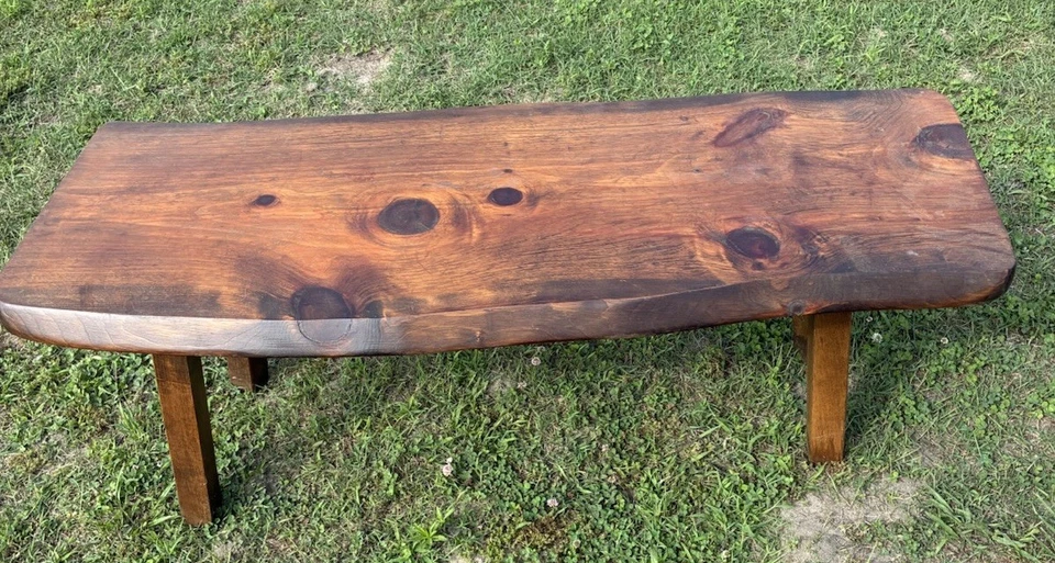 Vtg Mid-Century Modern Free Form Live Edge Pinewood Coffee Table 19.5 X 48 X 18 - Image 3 of 4
