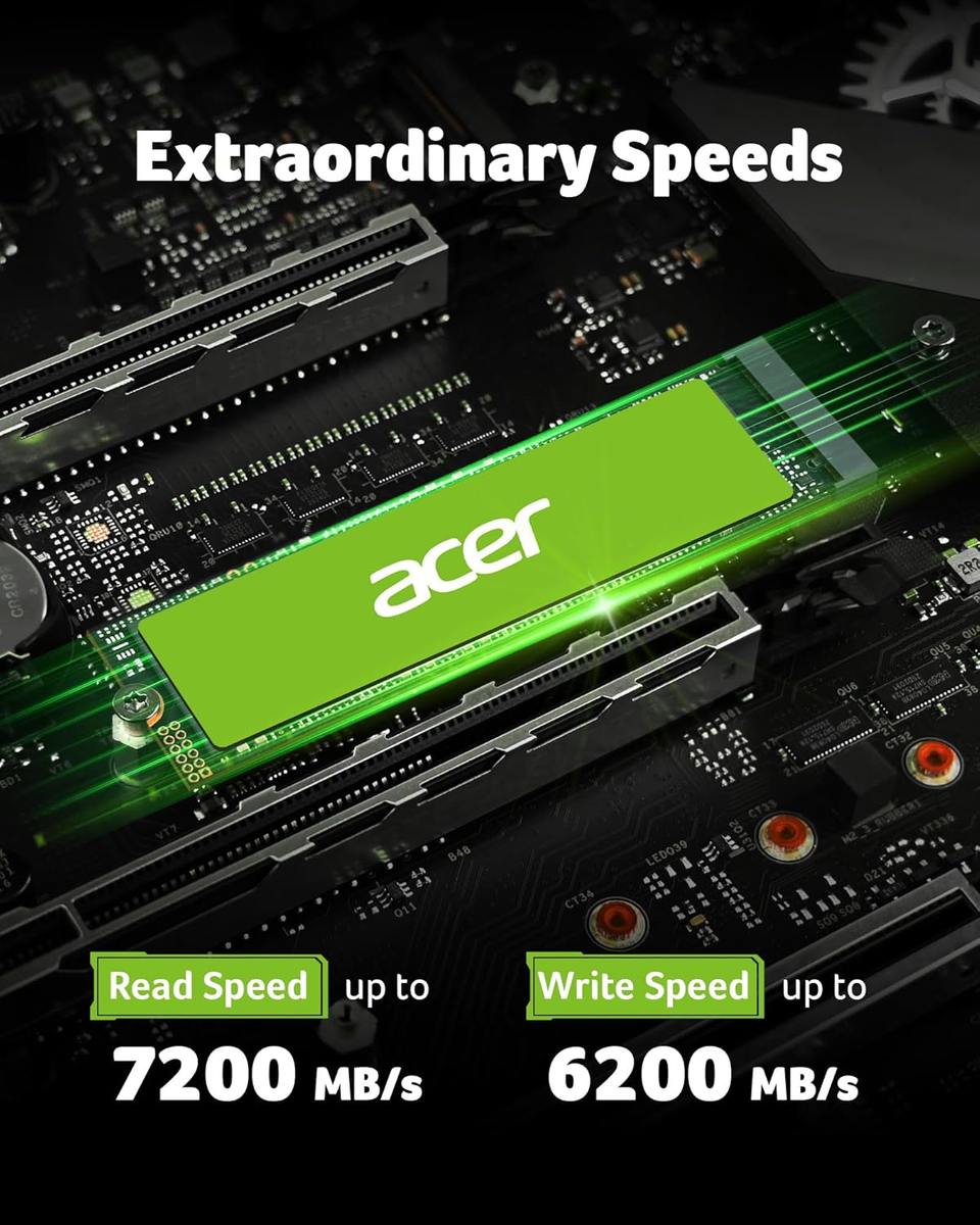 Acer FA200 Nvme Gen4 SSD 2TB, Pcie 4.0, M.2 2280, Read Speeds up