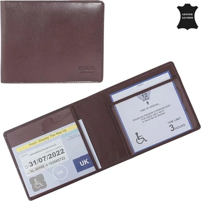 Genuine Leather Disabled Blue Badge Holder with Timer Wallet – Secured Disabilit