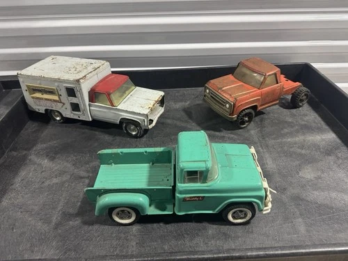 Vintage Pressed Steel Lot Of Trucks Tonka, Buddy L Nylint