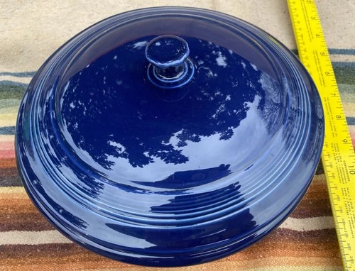 Vintage Fiestaware Cobalt Blue Covered Casserole Dish & Lid Homer Laughlin NICE