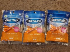 Lot of 3 DenTek Easy Brush Interdental Cleaners Fresh Mint Standard 16 count ea