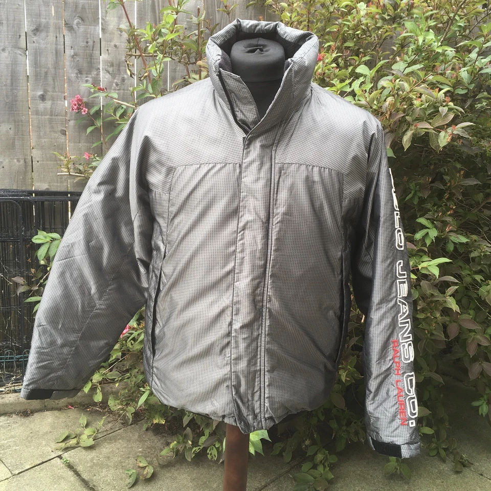 Ralph Lauren Polo Jeans Deletrear Puffer Puffa Burbuja Chaqueta Abrigo Mujer Gris M Foto 2 de 4
