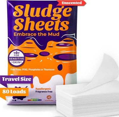 Natural Laundry Detergent Sheets Unscented - 80 Loads of Fragrance Free Laundry