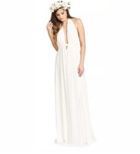 Show Me Your Mumu Luna Halter Dress Ivory/White Chiffon Size Small