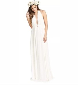 white chiffon halter dress