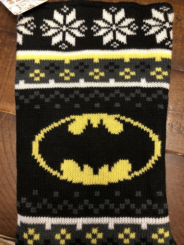 Batman Weihnachtsstrumpf schwarz 18" DC Comics schwarz gelb weiß Ruz Strick Neu mit Etikett - Bild 3 von 6